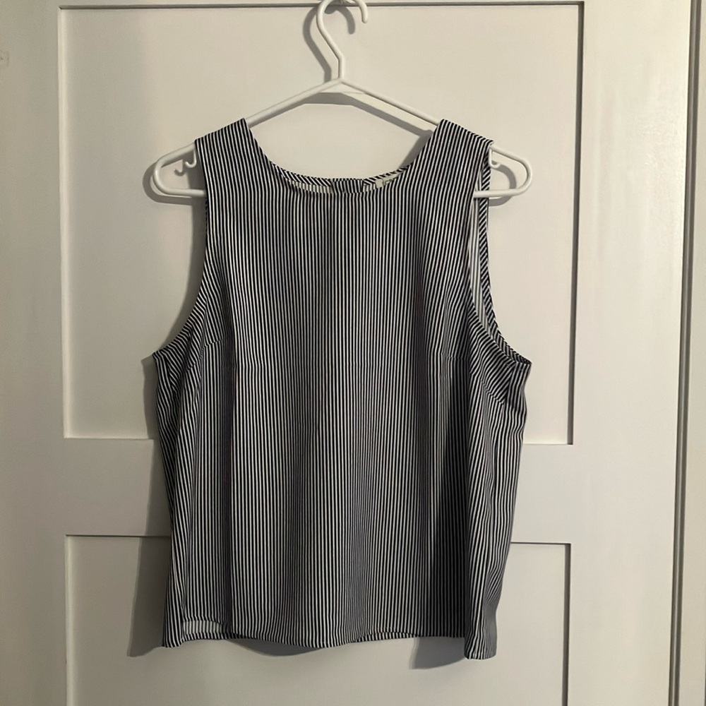 J. Crew Black and white stripe Sleeveless Boxy Tank Top